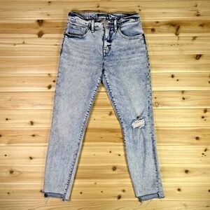 Lucky Brand Jeans Womens 4 Distressed Acid Wash Mid Rise Skinny Ava Cropped Jean